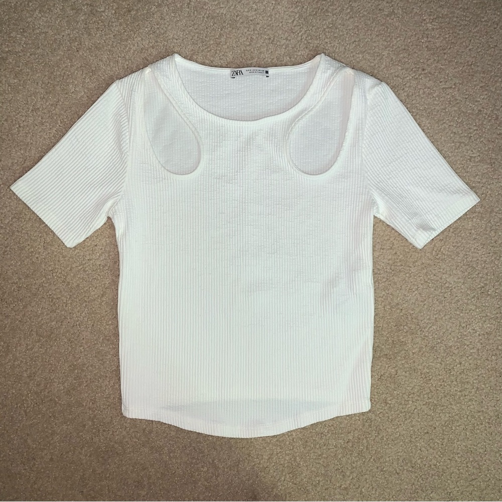 Zara Ribbed Cutout Top
